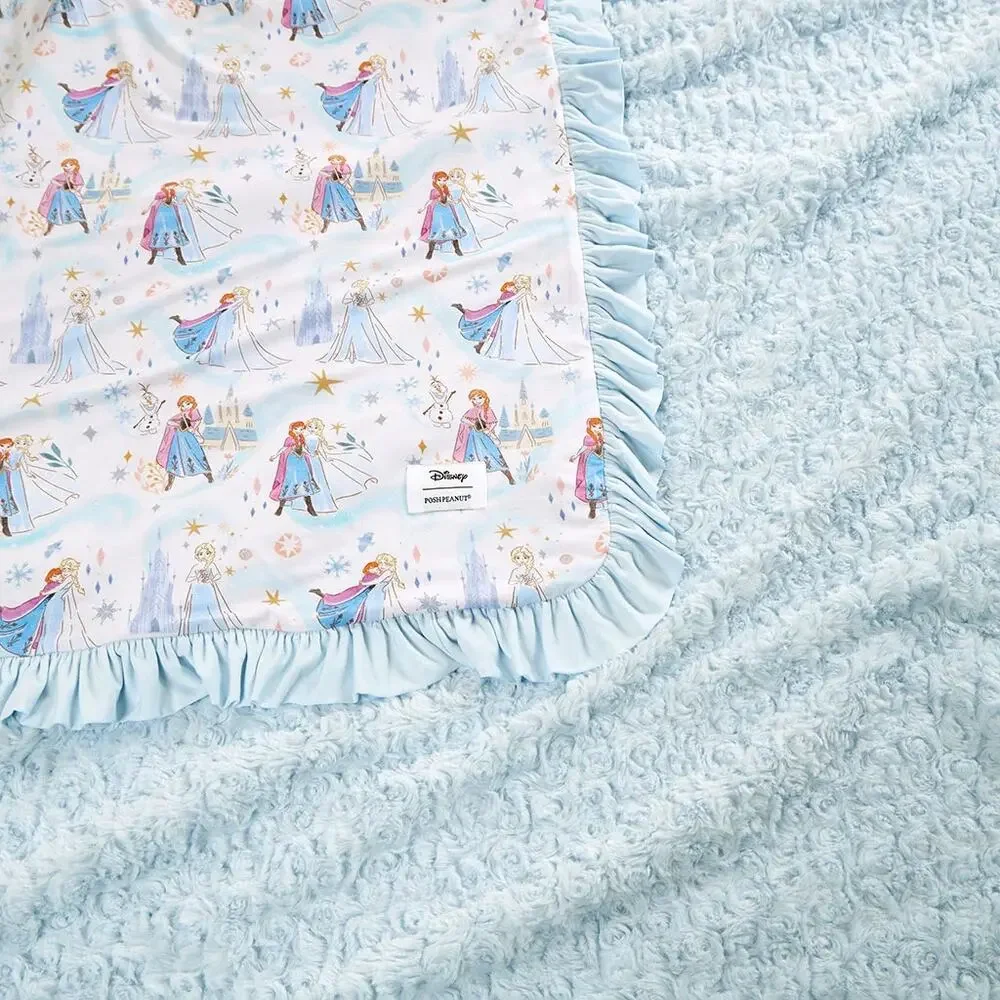 Disney Elsa & Anna Minky Ruffled Luxe Patoo® Blanket NIB 60x60 Frozen Bamboo